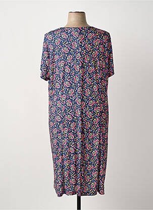 Robe mi-longue imprimé fleurs manches courtes bleu IMPULSION femme