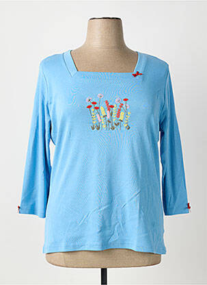 T-shirt manches 3/4 manches 3/4 bleu I.ODENA femme