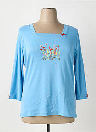 T-shirt coupe cintrée manches 3/4 bleu I.ODENA femme