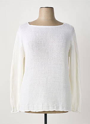 Pull coupe cintrée manches longues blanc OMC femme