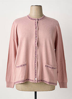 Gilet manches longues col rond rose LAS CABRILLAS femme