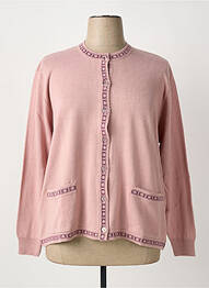 Gilet manches longues fermeture boutonnée sur le devant rose LAS CABRILLAS femme