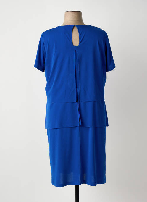 Robe mi-longue tissage crêpe manches courtes bleu GREGORY PAT femme