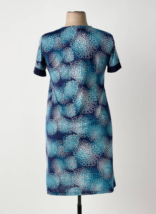 Robe mi-longue imprimé fantaisie manches courtes bleu OMC femme