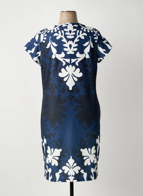 Robe mi-longue imprimé fantaisie manches courtes bleu GREGORY PAT femme