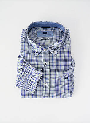 Chemise manches longues imprimé carreaux bleu CARLOS CORDOBA homme