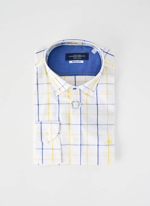 Chemise manches longues imprimé carreaux blanc CARLOS CORDOBA homme