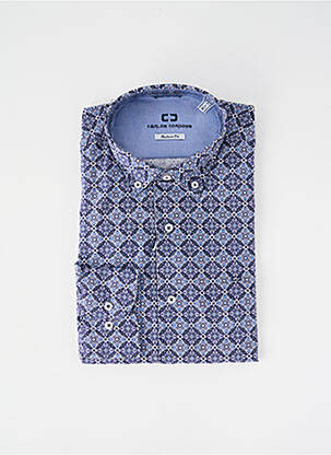 Chemise manches longues imprimé fantaisie bleu CARLOS CORDOBA homme