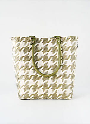Sac poignée 2 anses de portée vert HANDED BY femme