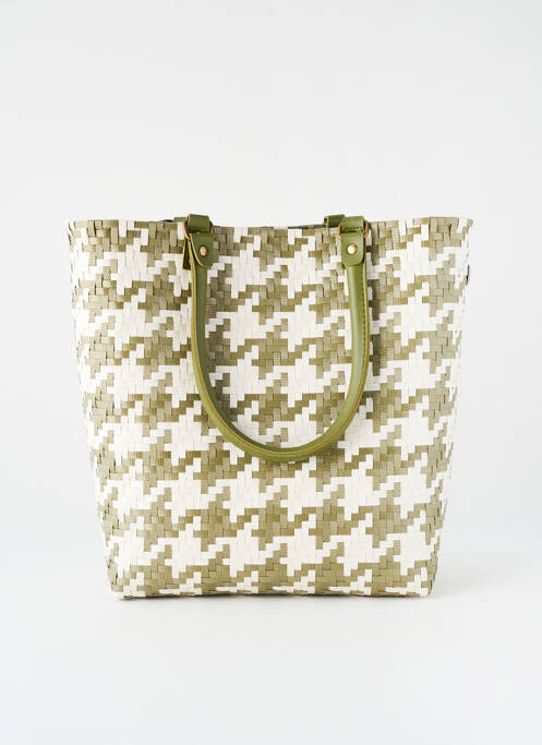 Sac poignée 2 anses de portée vert HANDED BY femme