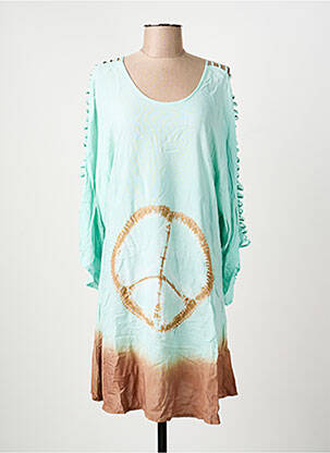 Robe mi-longue manches 3/4 manches 3/4 bleu PINK P femme