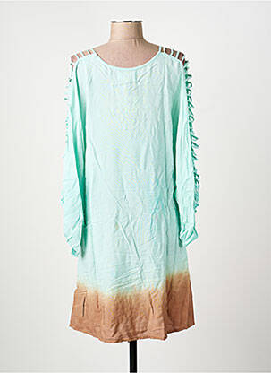 Robe mi-longue manches 3/4 manches 3/4 bleu PINK P femme