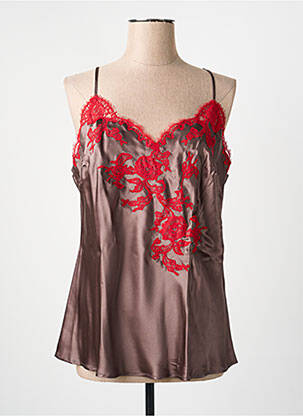 Top/caraco tissage satiné marron MARJOLAINE femme