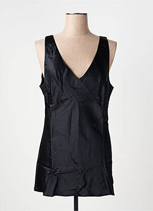 Top col v sans manche noir MARJOLAINE femme