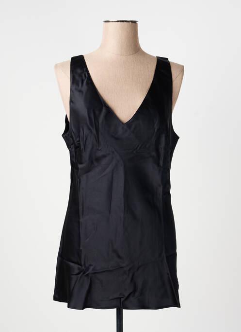 Top col v sans manche noir MARJOLAINE femme