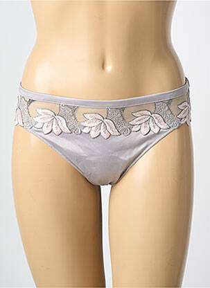 Tanga tissage satiné argent SECRET D'EVA femme