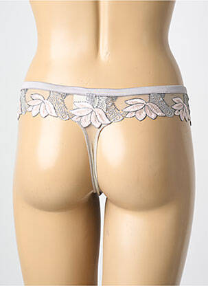 Tanga tissage satiné argent SECRET D'EVA femme