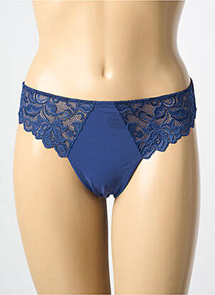 Tanga effet matière satinée bleu WACOAL femme