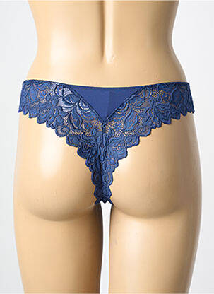 Tanga effet matière satinée bleu WACOAL femme
