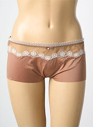 Shorty tissage satiné marron WACOAL femme
