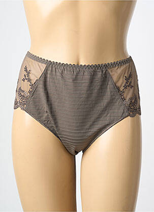 Culotte haute effet matière satinée marron LOUISA BRACQ femme