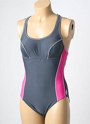 Maillot de bain 1 pièce stretch haut soutien-gorge nageur gris OCEAN WEAR femme