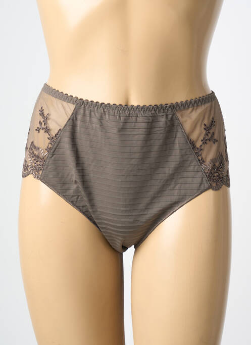 Culotte haute effet matière satinée marron LOUISA BRACQ femme