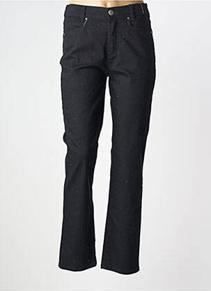 Pantalon droit fermeture zippée sous rabat boutonné noir ANNA MONTANA femme