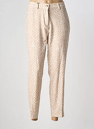 Pantalon 7/8 fermeture zippée sous rabat boutonné beige LCDN femme