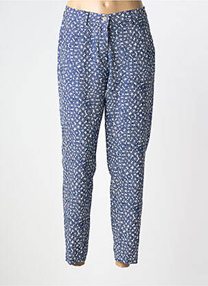 Pantalon 7/8 fermeture zippée sous rabat boutonné bleu LCDN femme