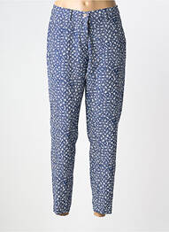 Pantalon 7/8 fermeture zippée sous rabat boutonné bleu LCDN femme