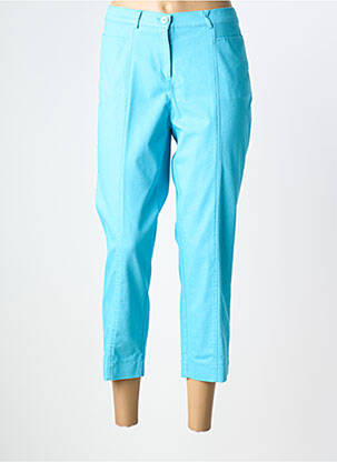 Pantalon 7/8 fermeture zippée sous rabat boutonné bleu FRANK WALDER femme