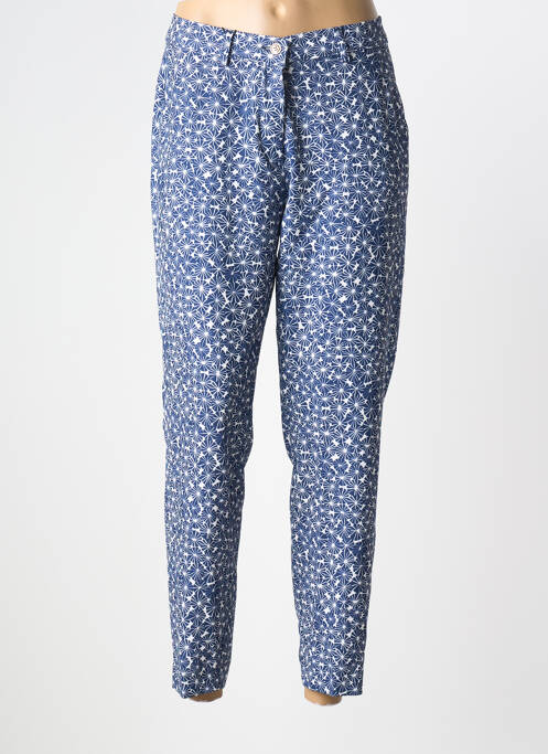 Pantalon 7/8 fermeture zippée sous rabat boutonné bleu LCDN femme