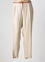 Pantalon droit fermeture zippée sous rabat boutonné taille normale beige GREGORY PAT femme