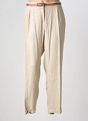 Pantalon droit fermeture zippée sous rabat boutonné taille normale beige GREGORY PAT femme