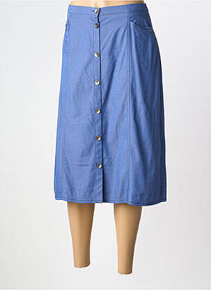 Jupe mi-longue stretch bleu GUY DUBOUIS femme