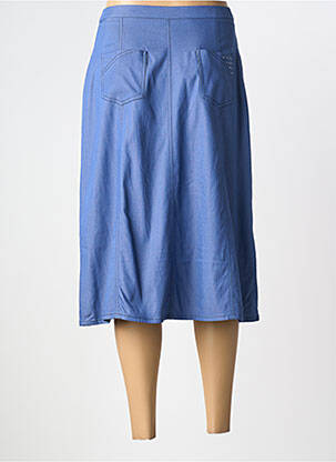 Jupe mi-longue stretch bleu GUY DUBOUIS femme