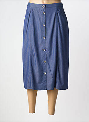Jupe mi-longue stretch bleu GUY DUBOUIS femme