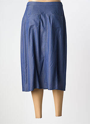Jupe mi-longue stretch bleu GUY DUBOUIS femme