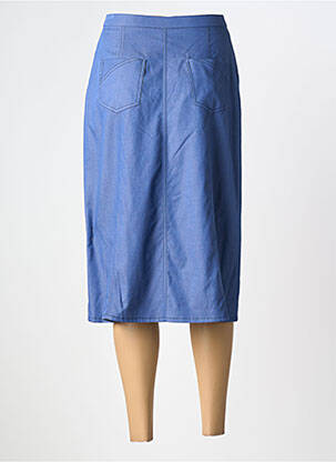 Jupe mi-longue coupe droite bleu GUY DUBOUIS femme