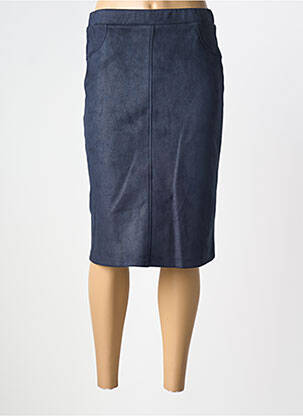 Jupe mi-longue stretch bleu GUY DUBOUIS femme