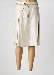 Jupe mi-longue fermeture zip latéral beige GREGORY PAT femme