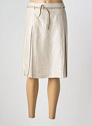 Jupe mi-longue fermeture zip latéral beige GREGORY PAT femme