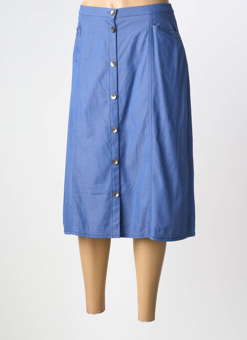 Jupe mi-longue bleu GUY DUBOUIS femme