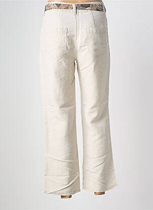 Pantalon 7/8 fermeture zippée sous rabat boutonné taille normale beige ANNA MONTANA femme