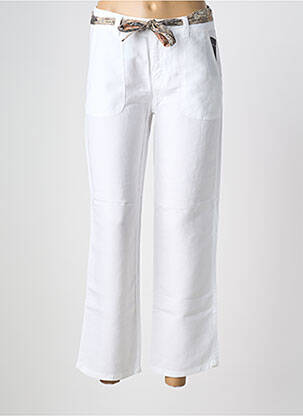 Pantalon 7/8 fermeture zippée sous rabat boutonné taille normale blanc ANNA MONTANA femme