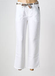 Pantalon 7/8 fermeture zippée sous rabat boutonné taille normale blanc ANNA MONTANA femme