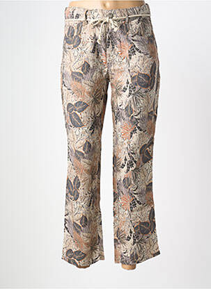 Pantalon 7/8 fermeture zippée sous rabat boutonné taille normale marron ANNA MONTANA femme