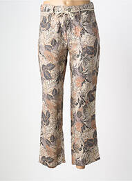 Pantalon 7/8 fermeture zippée sous rabat boutonné taille normale marron ANNA MONTANA femme