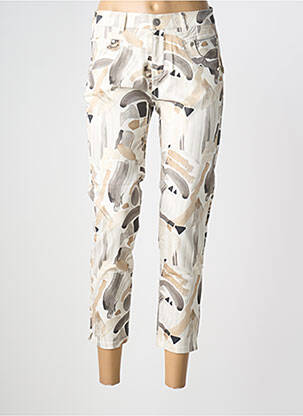 Pantalon 7/8 tissage popeline taille normale beige ANNA MONTANA femme
